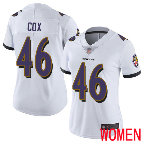 Baltimore Ravens Limited White Women Morgan Cox Road Jersey NFL Football #46 Vapor Untouchable